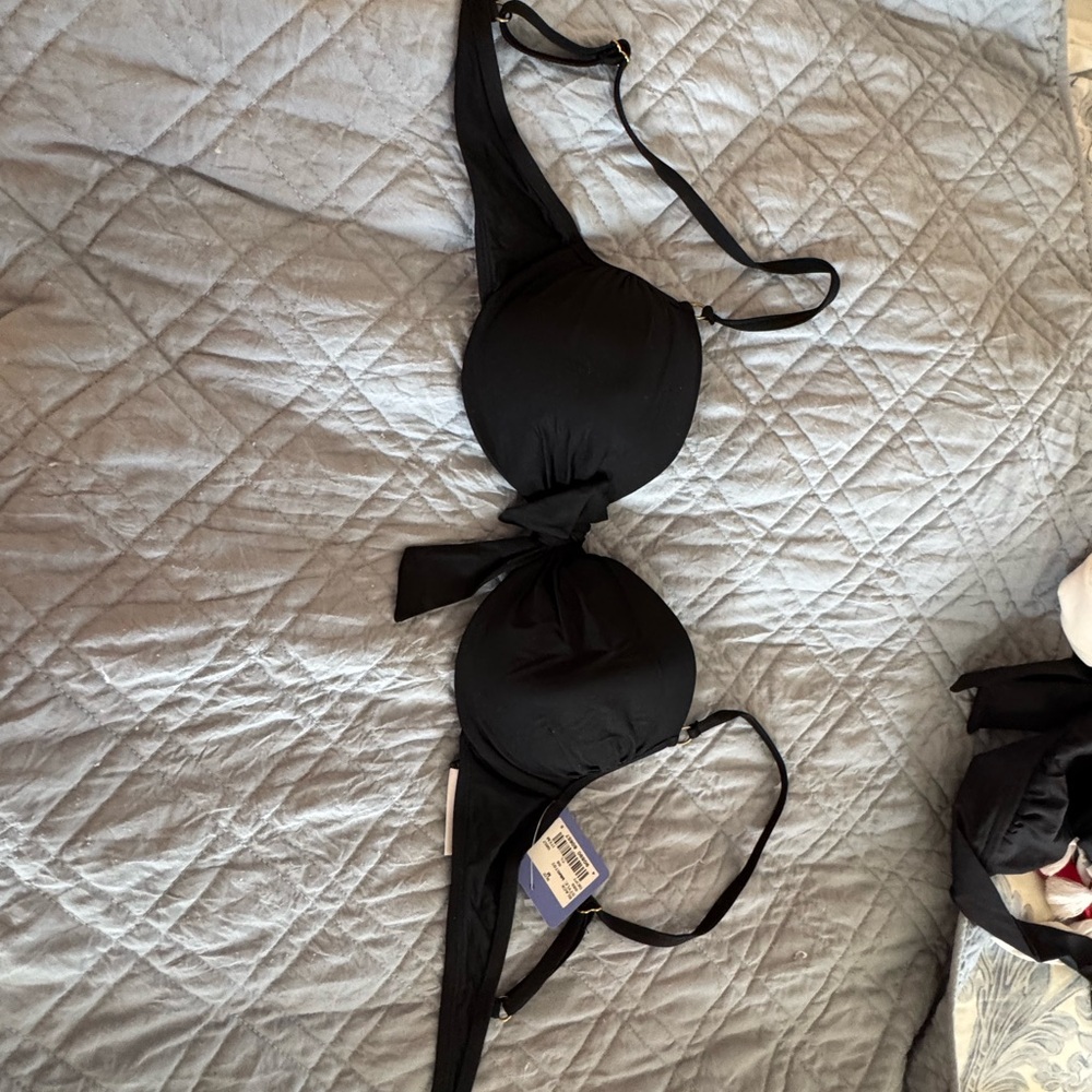 Melissa Odabash Black Tie-Front Bikini top M NWT